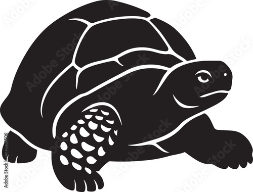 Turtle black silhouette basic shape art, Reptile minimal design nature theme