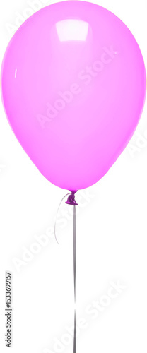 A single pink balloon floats gracefully with ribbon below.