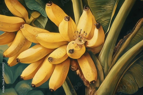 pixel perfect image of close up bananas on the tree