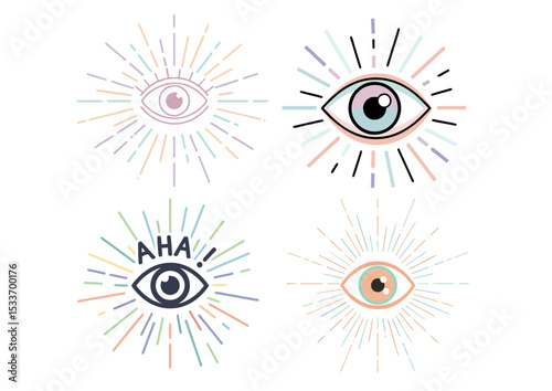 Stylized eye illustration with radiating lines, representing admiring look