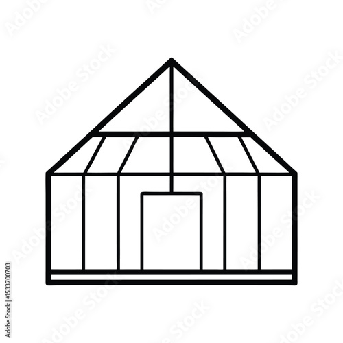 virtual greenhouse line art on white background