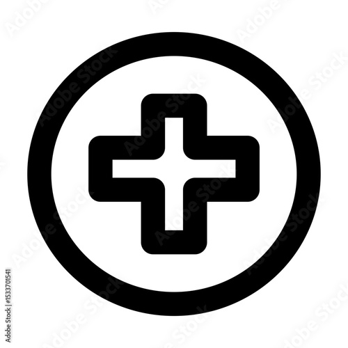 Simple line vector icon cross representing medical and healthcare themes. Ideal for use in hospital apps, health websites, and telemedicine platforms. Clean SVG format, easy to scale and customize.
