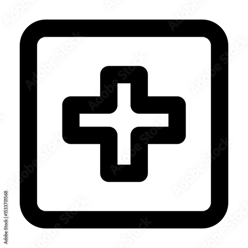 Simple line vector icon clinic representing medical and healthcare themes. Ideal for use in hospital apps, health websites, and telemedicine platforms. Clean SVG format, easy to scale and customize.