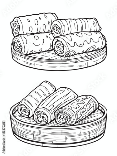Fried Chinese Traditional Spring rolls .eps