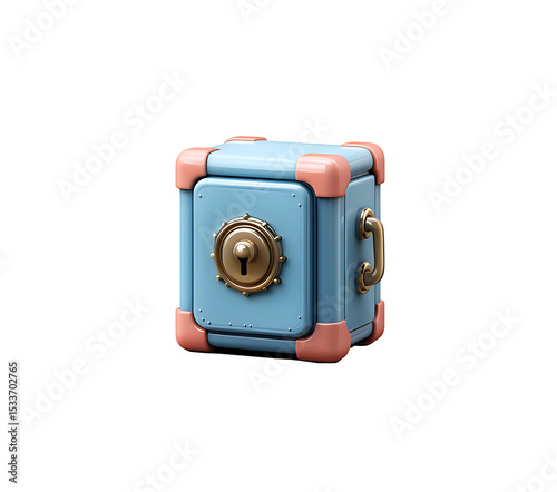 3d realistic Safe Bank Box icon isolated on white background. Cartoon plastic style