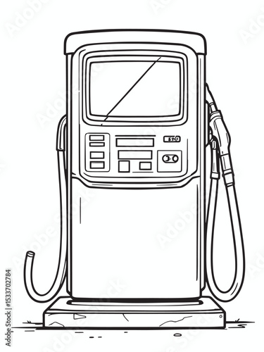 gasoline injector gasoline pump line art; detailed design invited.eps