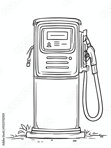 gasoline injector gasoline pump precise drawing invited; line art.eps