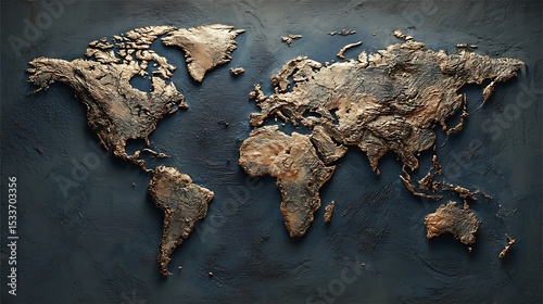 World Map Texture Grunge Metal Earth Background for Design Projects
