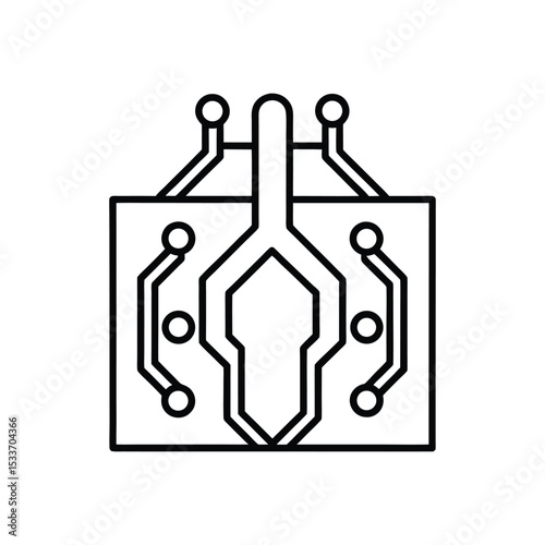 pcb etching solution line art on white background