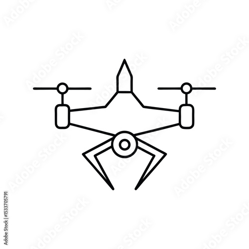ai scouting drone line art on white background