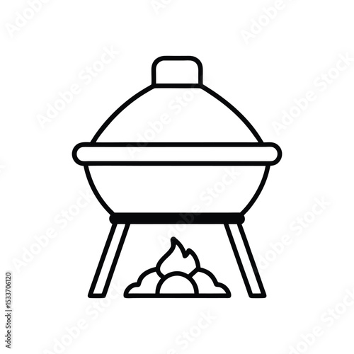 biochar kiln line art on white background