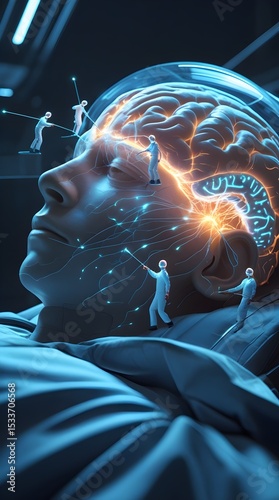 Tiny Doctors perform brain operation surgery ai generated 