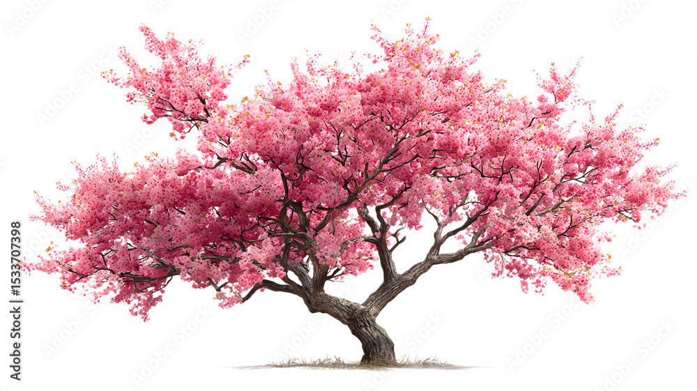 Fototapeta premium Majestic cherry blossom tree in full bloom displaying vibrant pink flowers and elegant branch structure depicting spring season beauty