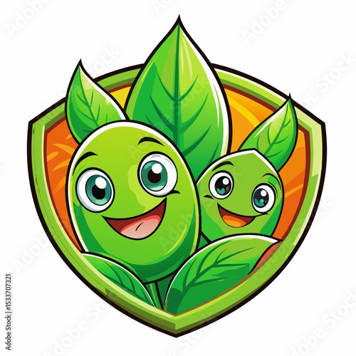 vector illustration of  cartoon with leaves