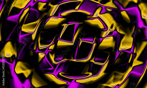 Vibrant Yellow Purple Abstract Swirl with Glossy Texture