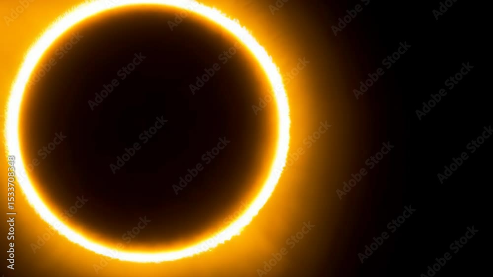 Spectacular total solar eclipse with the sun's corona glowing brightly, creating a dramatic celestial event against the dark sky.