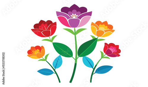 Colorful abstract flower bouquet illustration