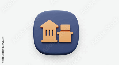 Icon design of a stylized building, likely representing a bank or government institution.