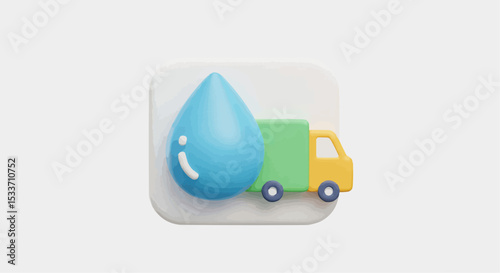 Water Delivery concept icon, delivering water supply. 