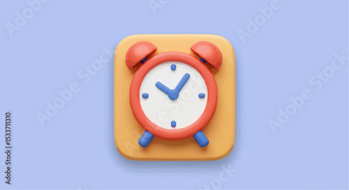 A creative 3D rendered Alarm Clock with a vibrant colorful design. 