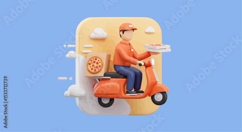 Pizza delivery guy on a scooter.