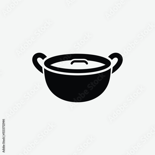 Download a clean vector silhouette of a traditional wok or kadhai with side handles. Simple black design on white background, perfect for icons, print, or digital artwork.