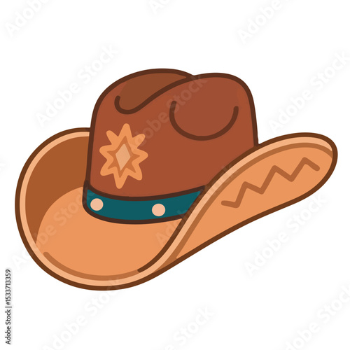 Cowboy hat icon vector with star flower detail, suitable for folk, wild west, and adventure themes.