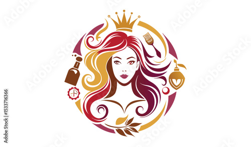 Elegant woman hair salon logo design