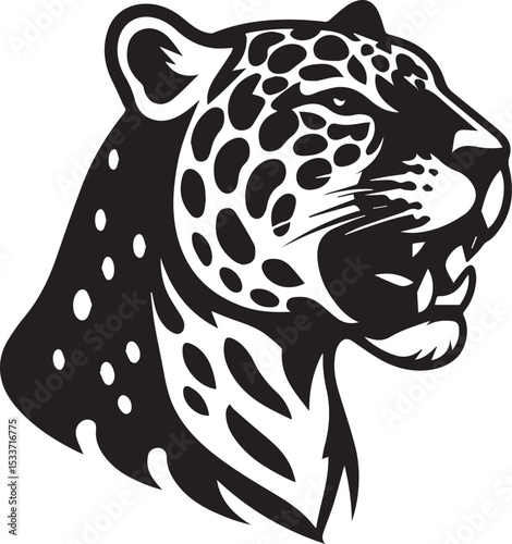 Black and White Jaguar Vector Illustration – Minimalist Wild Cat Silhouette Art