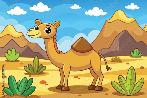 A lone dromedary camel traverses the vast, wild Sahara desert, its brown hump silhouetted against the sandy dunes