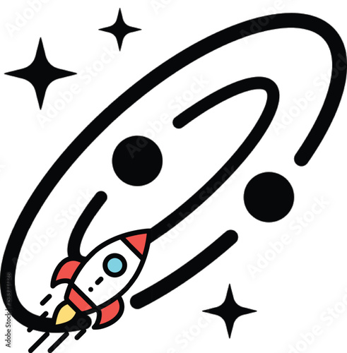 Space and Galaxy Icon – Astronomy and Outer Universe Exploration Illustration
