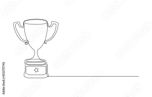 continuous one line drawing of trophy cup competition, Trophy continuous line drawing
