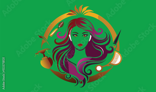 Stylish woman hair salon logo design