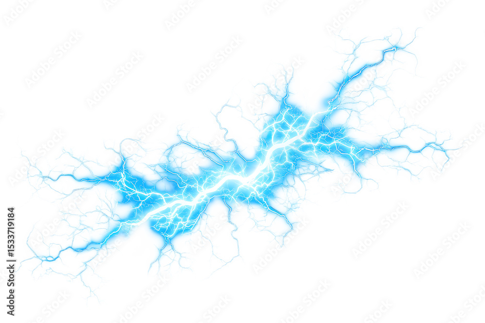 Obraz premium Abstract blue lightning bolt design isolated on a white background png