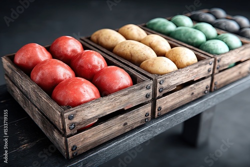 Assorted Vegetables in Wooden Crates