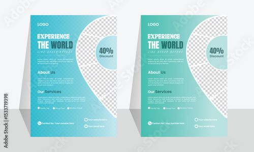 modern travel flyer design with location shape