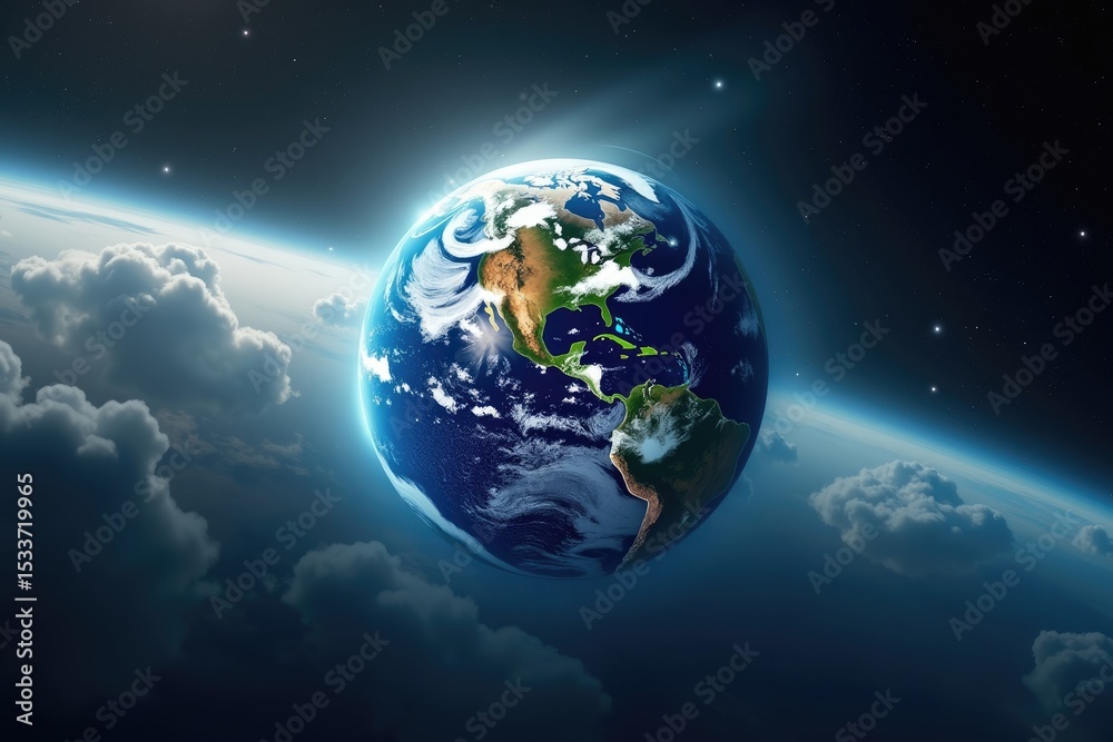 Fototapeta premium Earth Planet View from Space Detailed Globe