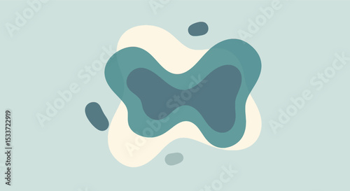 Abstract Butterfly Design Elegant Teal and Cream Paper Cut Style Illustration