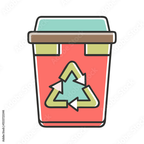 Recycling bin illustration with eco-friendly design and copy space