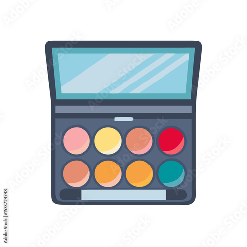 Vector illustration of eyeshadow palette with multiple shades, isolated on white background