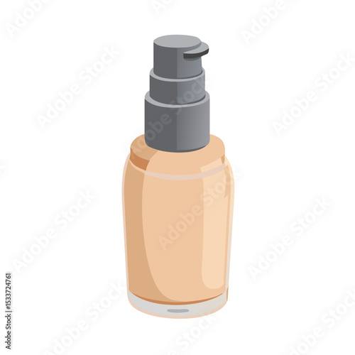 Vector illustration of foundation bottle with pump, isolated on white background