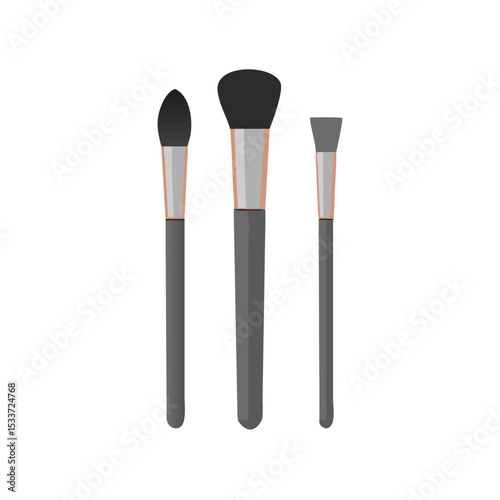 Vector illustration of makeup brush set, isolated on white background