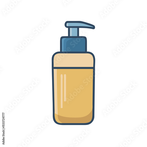 Vector illustration of foundation bottle with pump, isolated on white background