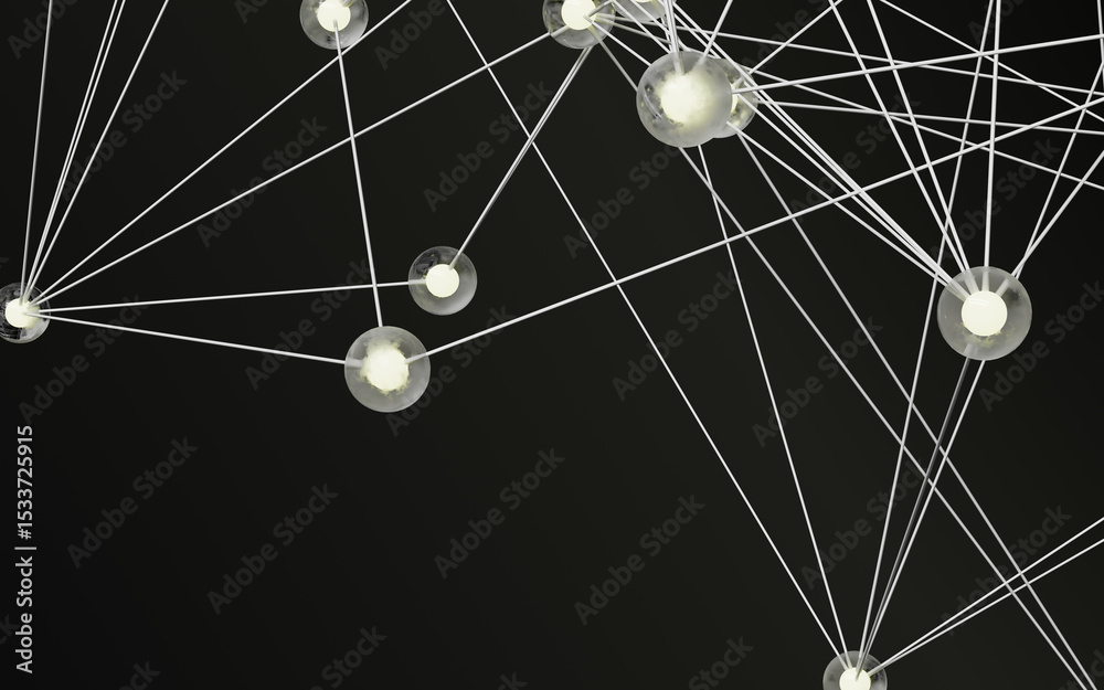 Complex node and line structure forming plexus network with bright light spots. Complex node and line structure forming plexus network with bright light spots.