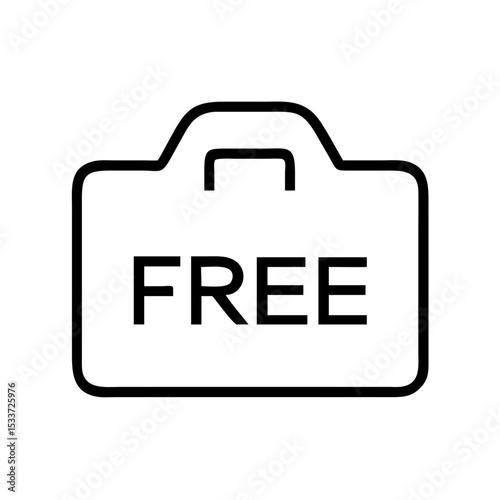 Minimalist illustration of a free suitcase icon for travel-related promotions and advertising