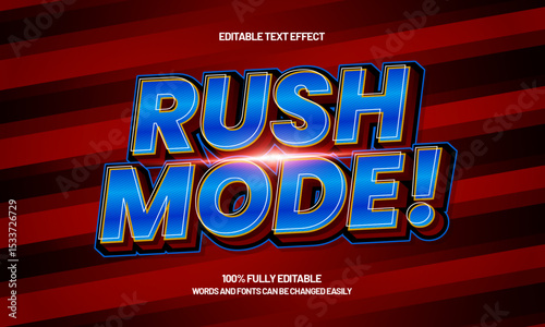 rush mode editable text effect with a fast and speed text style