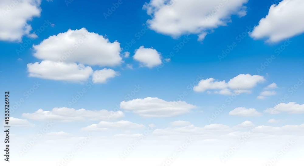 Obraz premium Soft Gradient Daytime Sky with Scattered Fluffy Clouds