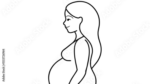 Profile illustration of a pregnant woman showcasing motherhood essence for wellness and maternity designs
