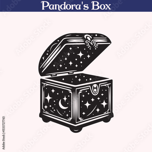 Pandora’s Box Vector Illustration – Ornate Mythical Artifact Silhouette Design