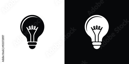 Lightbulb Concept Black and White Icon Depicting an Idea, Innovation, and Invention